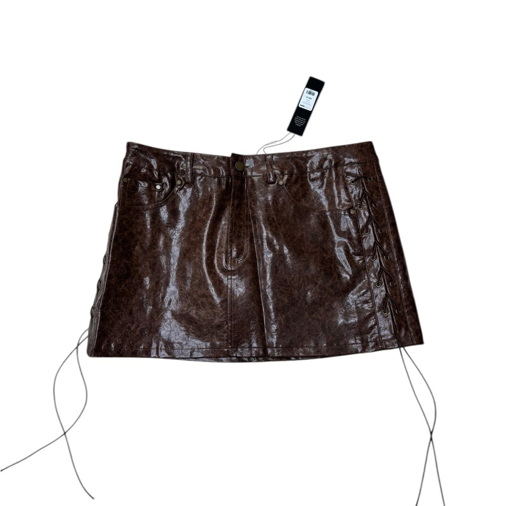 Fashion Nova Chocolate Faux Leather Mini Skirt